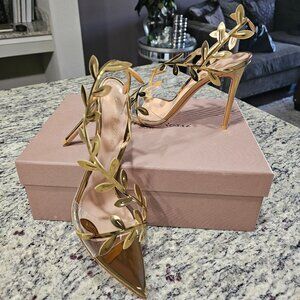 BRAND NEW Gianvito Rossi Flavia Slingback Sandals Gold 38